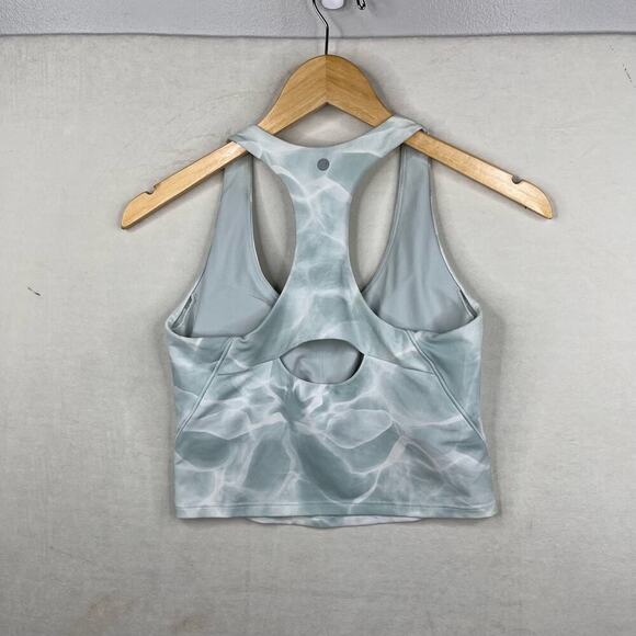 Calia Blue White Water Color Marbled Energize Crop Sports Bra Tank Size Small - Picture 3 of 3
